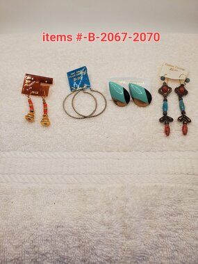 4 Pair of pierced earrings, items # B-2067-2070,. wt. 22 grams.